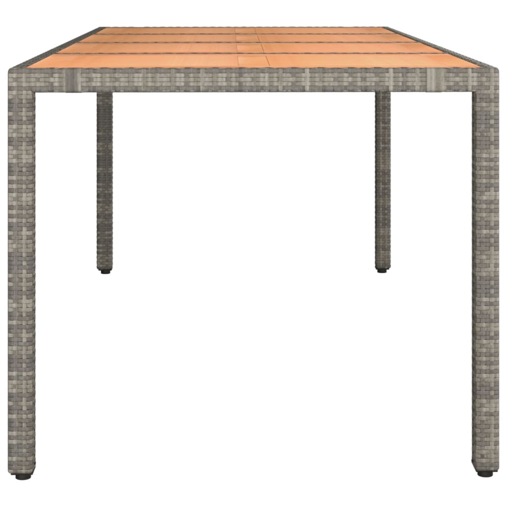 vidaXL Garden Table with Wooden Top Grey Poly Rattan&Solid Wood Acacia - 190 x 90 x 75 cm