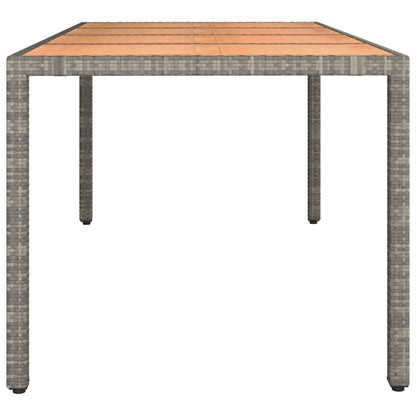 vidaXL Garden Table with Wooden Top Grey Poly Rattan&Solid Wood Acacia - 190 x 90 x 75 cm