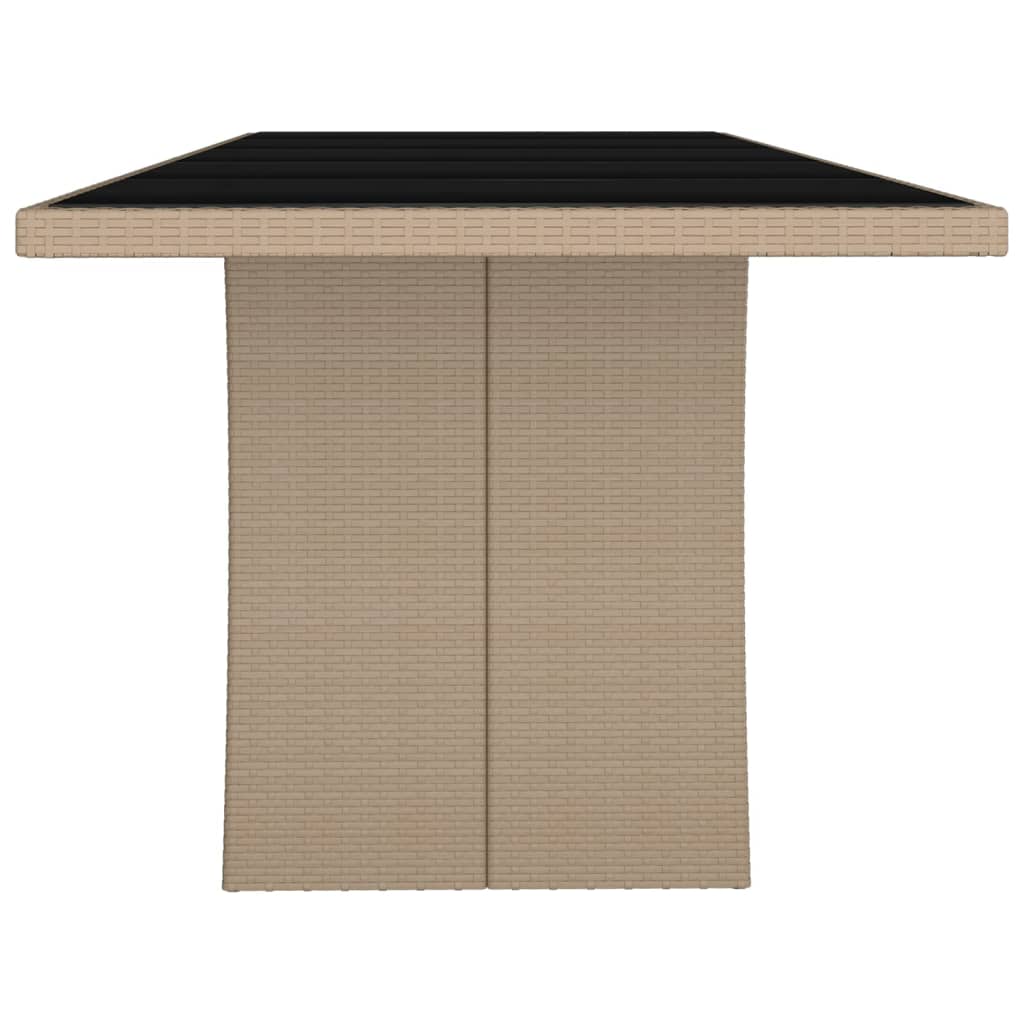 vidaXL Garden Table with Glass Top Beige Poly Rattan&Tempered Glass - 240 x 90 x 75 cm