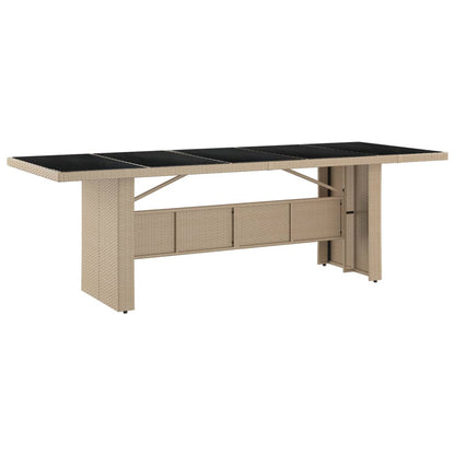 vidaXL Garden Table with Glass Top Beige Poly Rattan&Tempered Glass - 240 x 90 x 75 cm