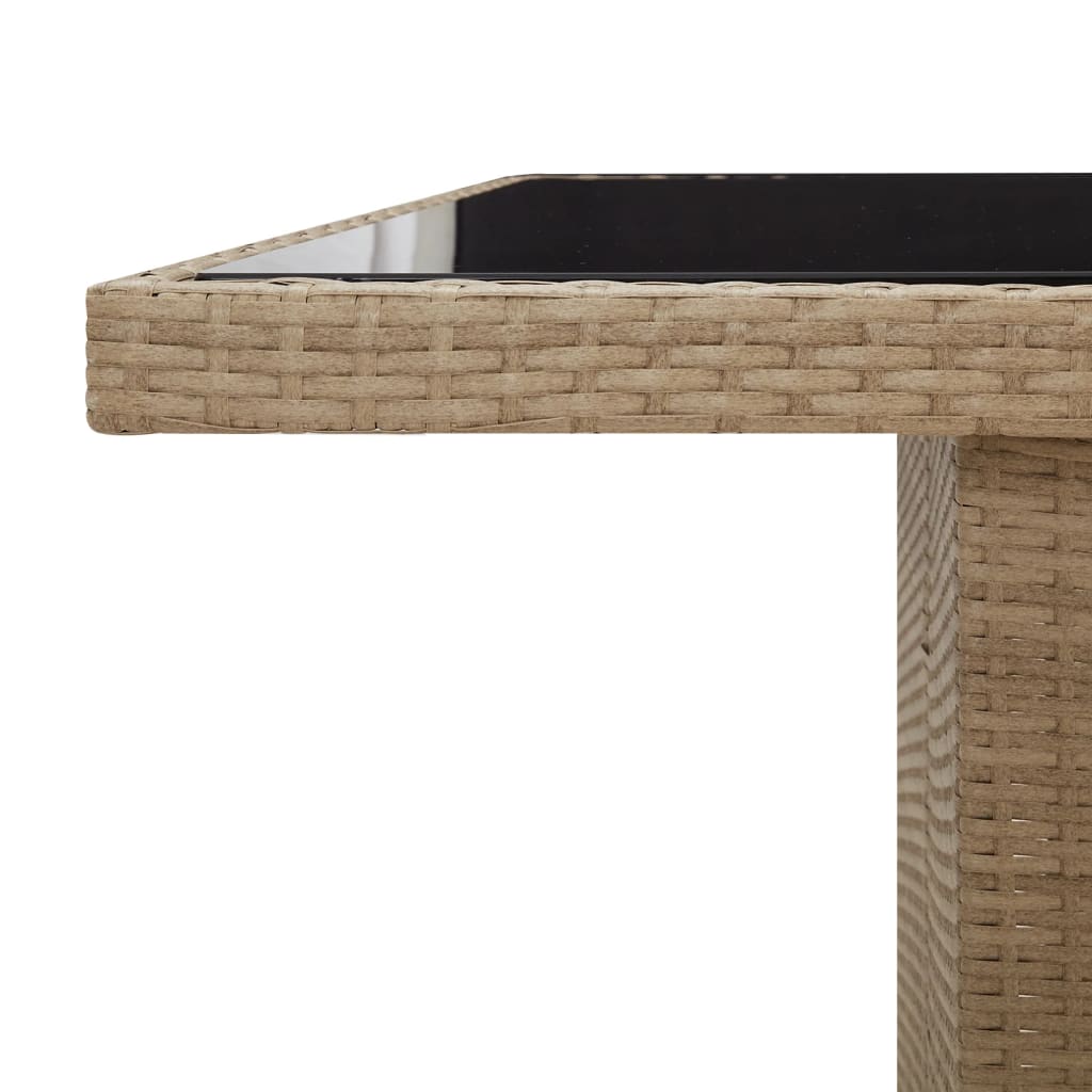 vidaXL Garden Table with Glass Top Beige Poly Rattan&Tempered Glass - 240 x 90 x 75 cm
