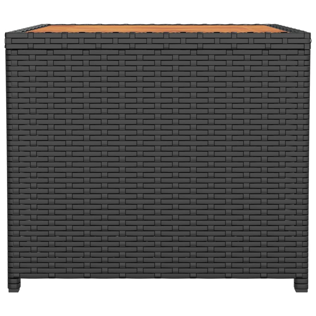 vidaXL Tea Table with Wooden Top Black Poly Rattan&Solid Wood Acacia