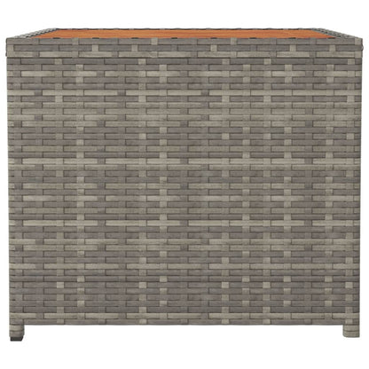 vidaXL Tea Table with Wooden Top Grey Poly Rattan&Solid Wood Acacia