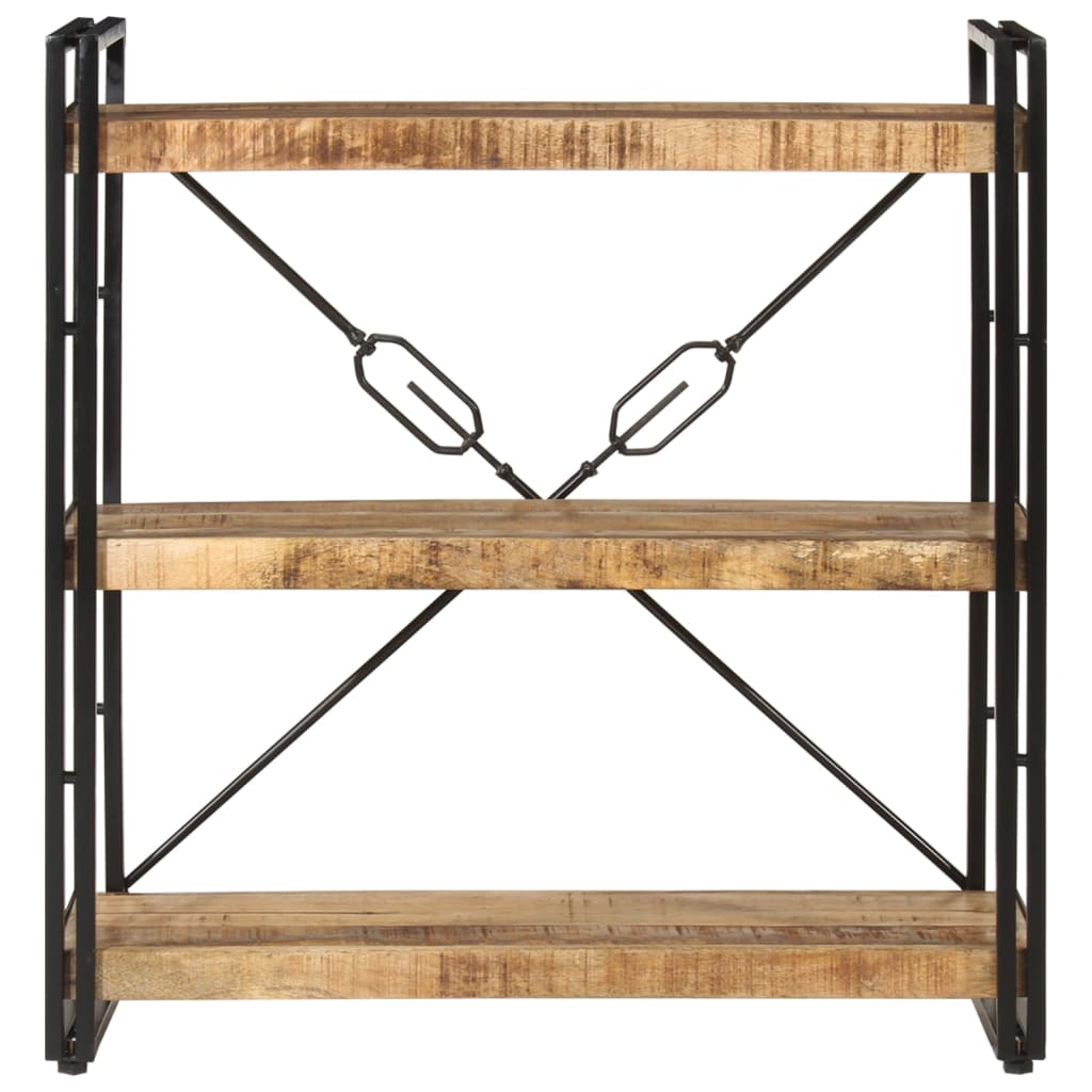 vidaXL 3-Tier Bookcase 77x30x80 cm Solid Wood Mango and Iron - Brown