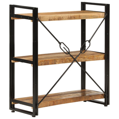 vidaXL 3-Tier Bookcase 77x30x80 cm Solid Wood Mango and Iron - Brown