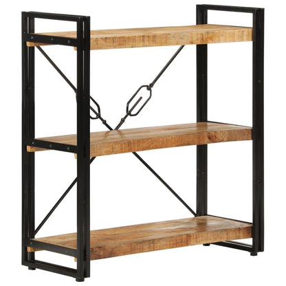 vidaXL 3-Tier Bookcase 77x30x80 cm Solid Wood Mango and Iron - Brown