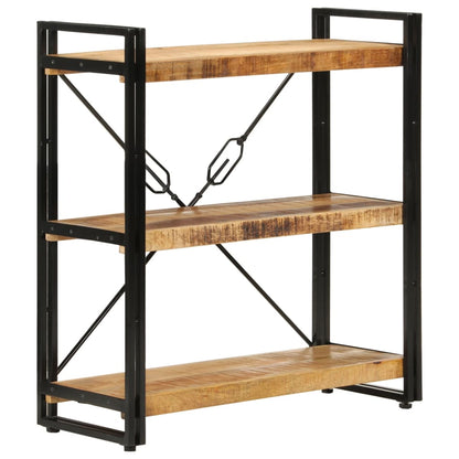 vidaXL 3-Tier Bookcase 77x30x80 cm Solid Wood Mango and Iron - Brown