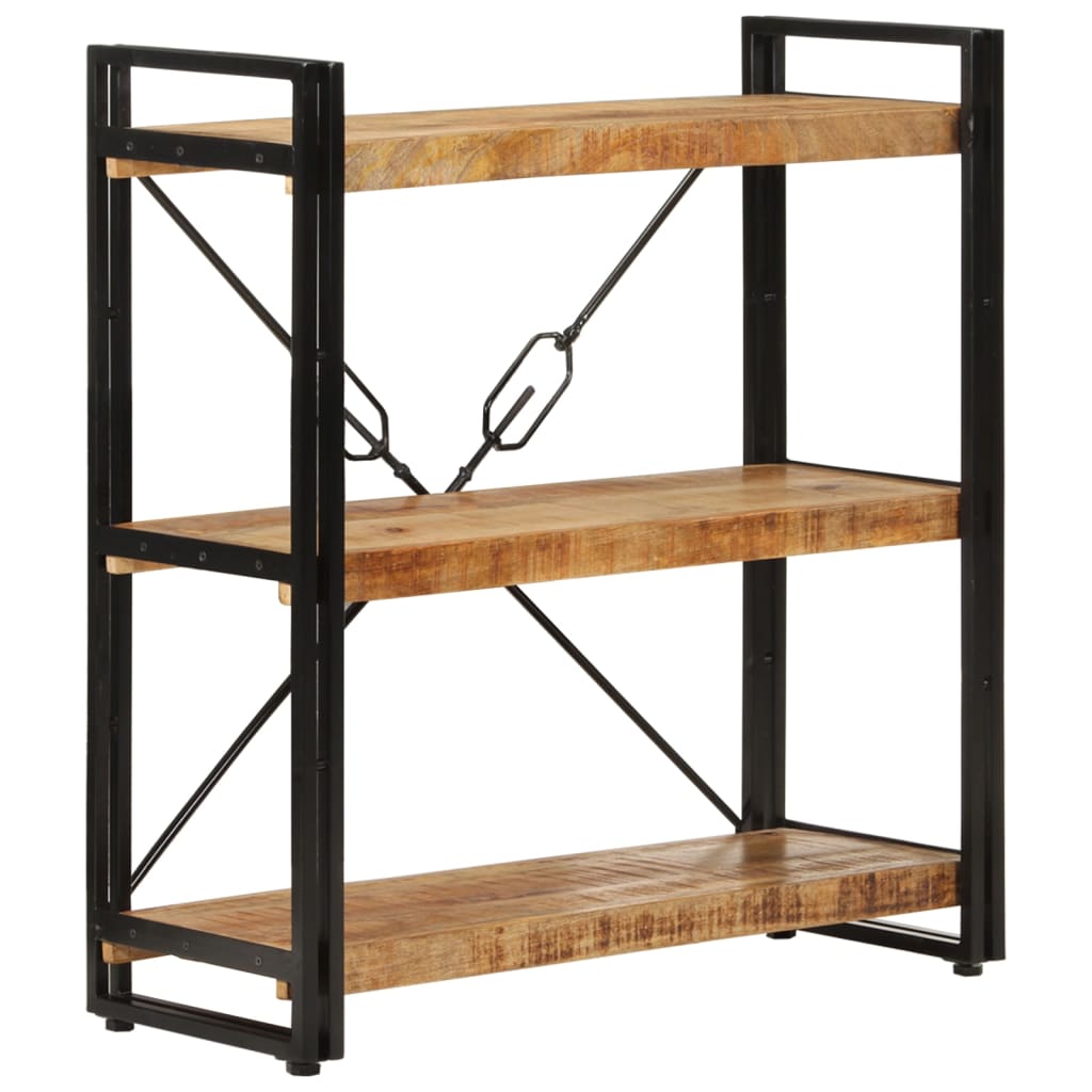 vidaXL 3-Tier Bookcase 77x30x80 cm Solid Wood Mango and Iron - Brown