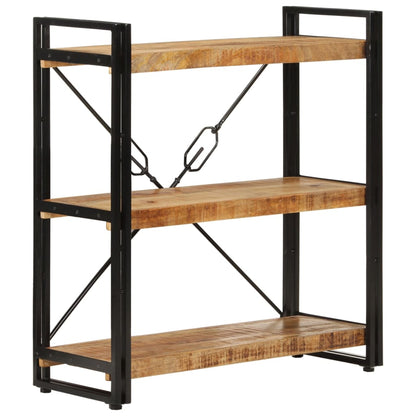 vidaXL 3-Tier Bookcase 77x30x80 cm Solid Wood Mango and Iron - Brown