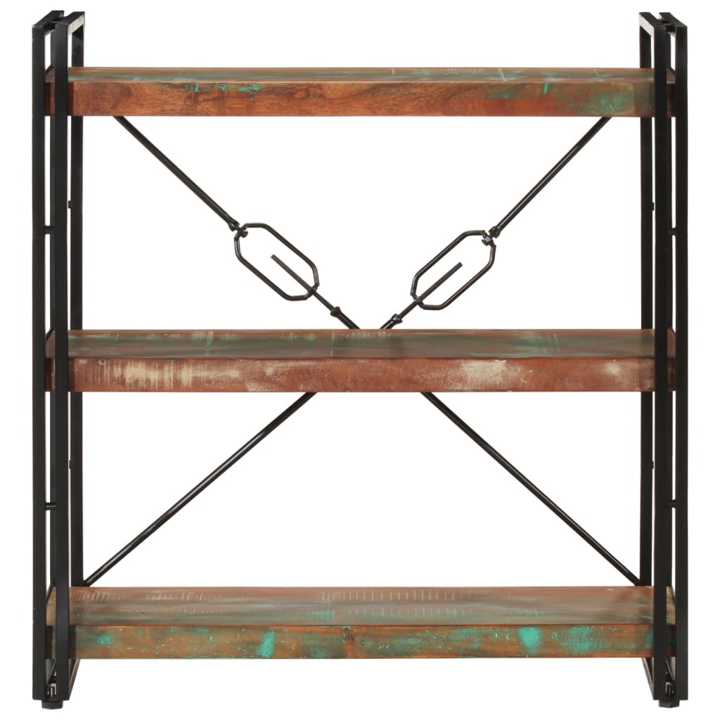 vidaXL 3-Tier Bookcase 77x30x80 cm Solid Wood Reclaimed and Iron - Multicolour