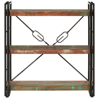 vidaXL 3-Tier Bookcase 77x30x80 cm Solid Wood Reclaimed and Iron - Multicolour