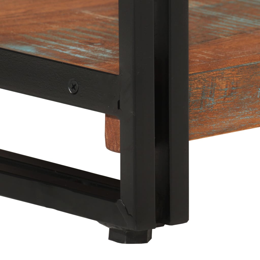 vidaXL 3-Tier Bookcase 77x30x80 cm Solid Wood Reclaimed and Iron - Multicolour