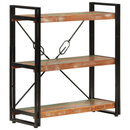vidaXL 3-Tier Bookcase 77x30x80 cm Solid Wood Reclaimed and Iron - Multicolour