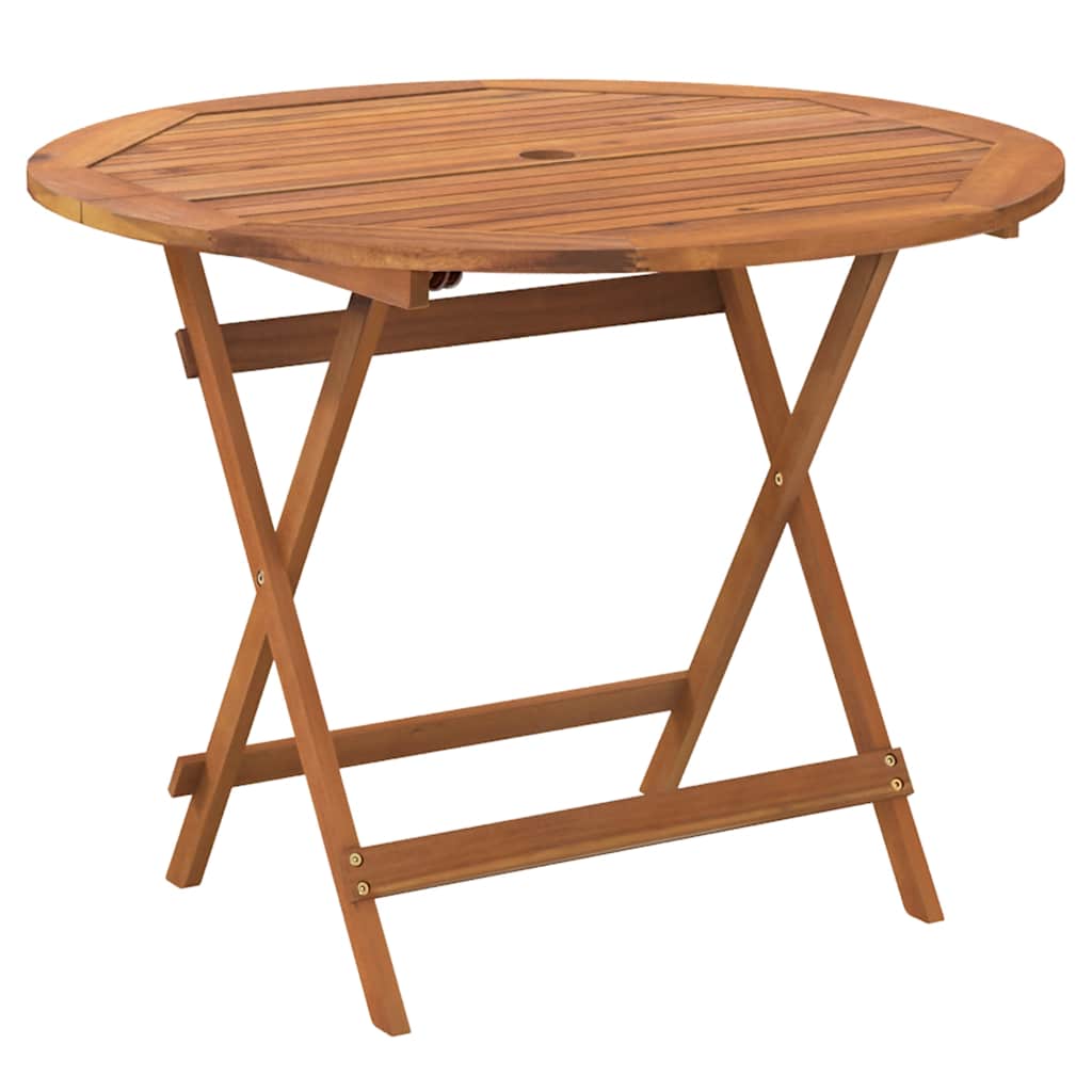 vidaXL Folding Garden Table Ø 90x75 cm Solid Wood Acacia - Brown