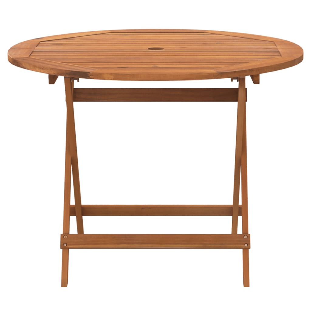 vidaXL Folding Garden Table Ø 90x75 cm Solid Wood Acacia - Brown