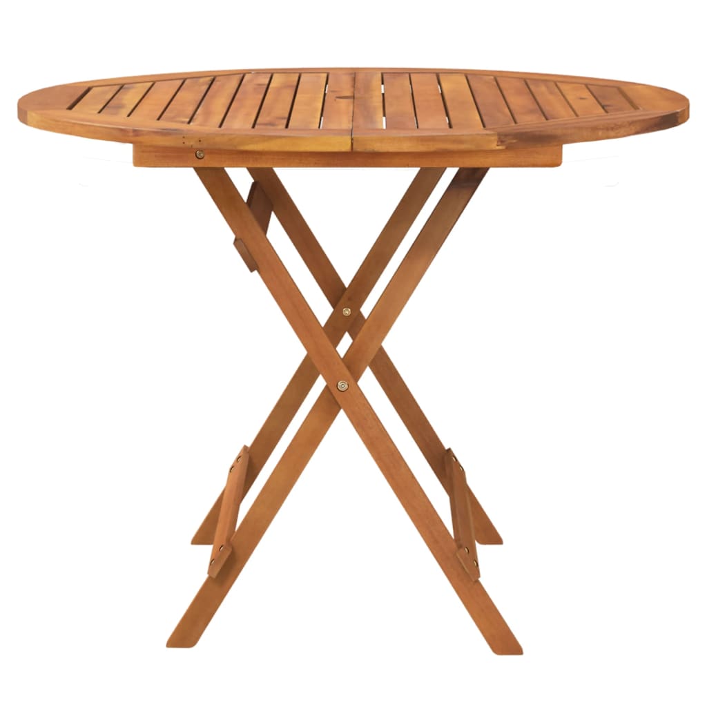 vidaXL Folding Garden Table Ø 90x75 cm Solid Wood Acacia - Brown