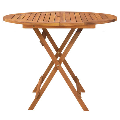 vidaXL Folding Garden Table Ø 90x75 cm Solid Wood Acacia - Brown