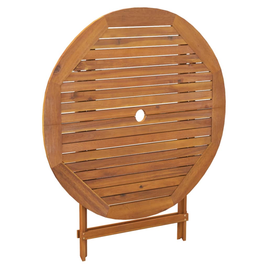 vidaXL Folding Garden Table Ø 90x75 cm Solid Wood Acacia - Brown