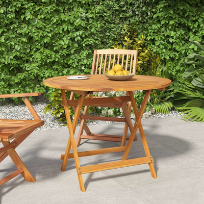 vidaXL Folding Garden Table Ø 90x75 cm Solid Wood Acacia - Brown