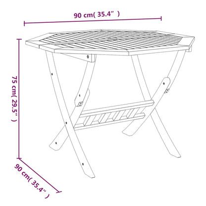 vidaXL Folding Garden Table 90x75 cm Solid Wood Acacia - Brown