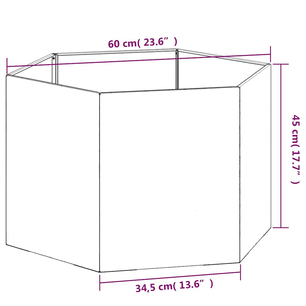 vidaXL Planter Rusty 60x60x45 cm Corten Steel - Brown - 69 x 60 x 45 cm