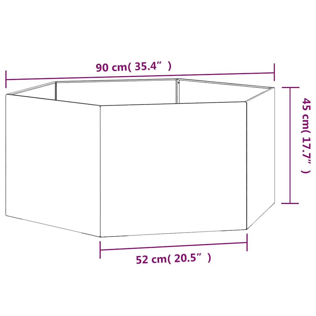 vidaXL Planter Rusty 90x90x45 cm Corten Steel - Brown - 104 x 90 x 45 cm