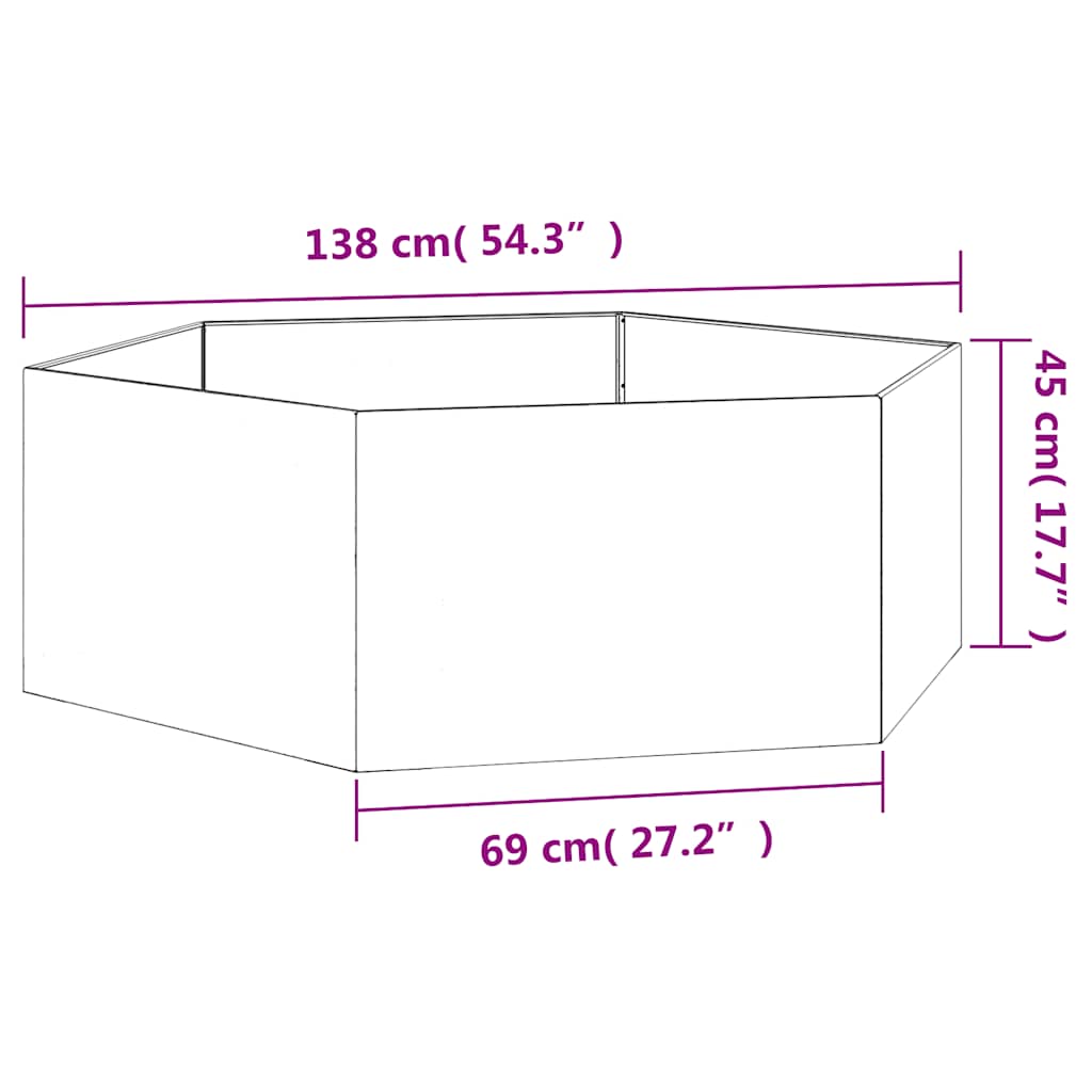 vidaXL Planter Rusty 138x120x45 cm Corten Steel - Brown