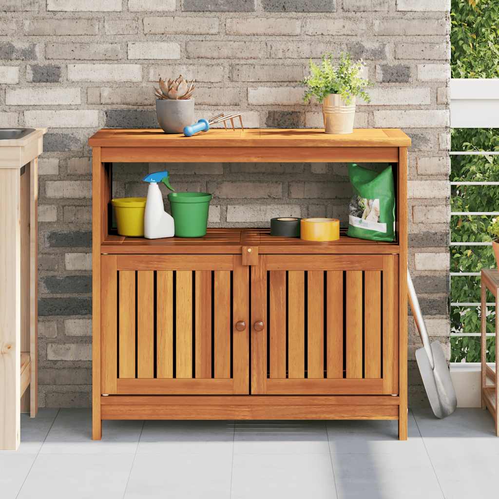 vidaXL Garden Console Table 80x35x75 cm Solid Wood Acacia - Brown