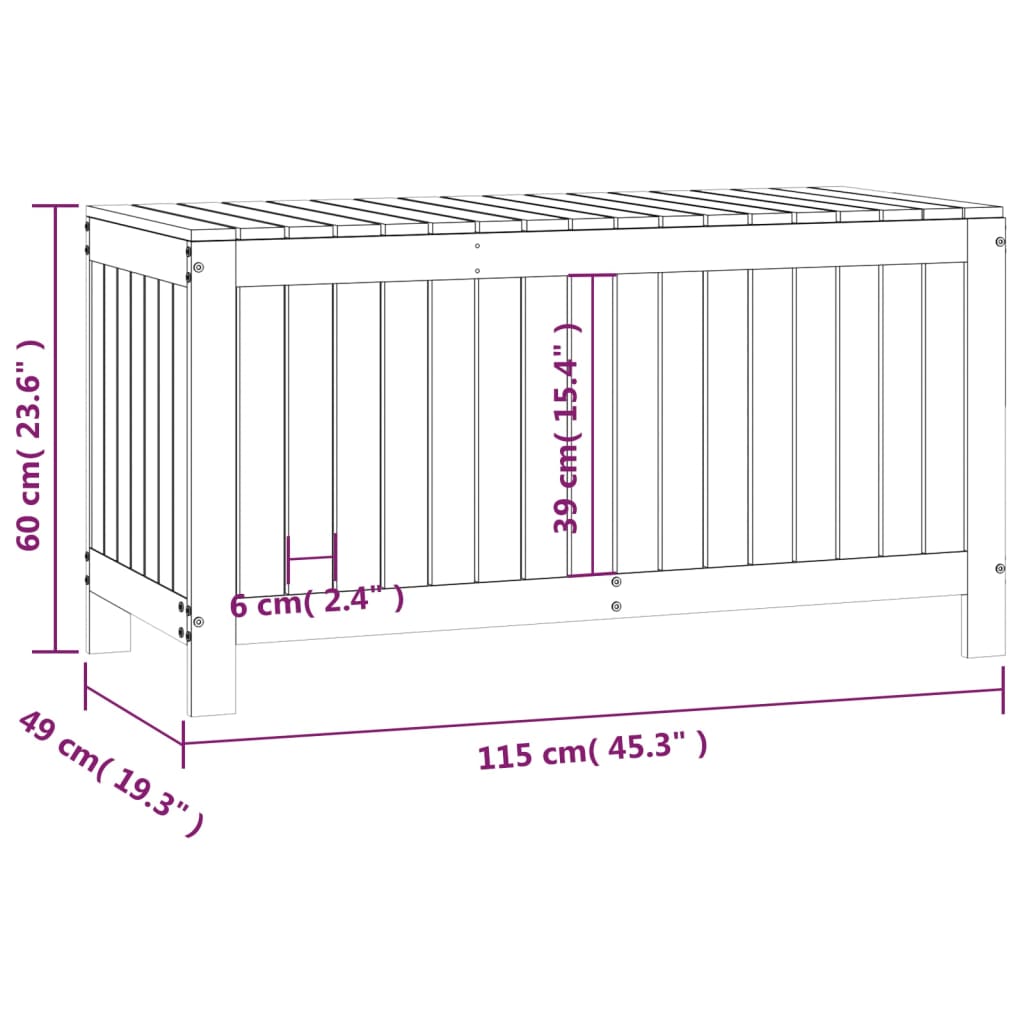 vidaXL Garden Storage Box Grey 115x49x60 cm Solid Wood Pine