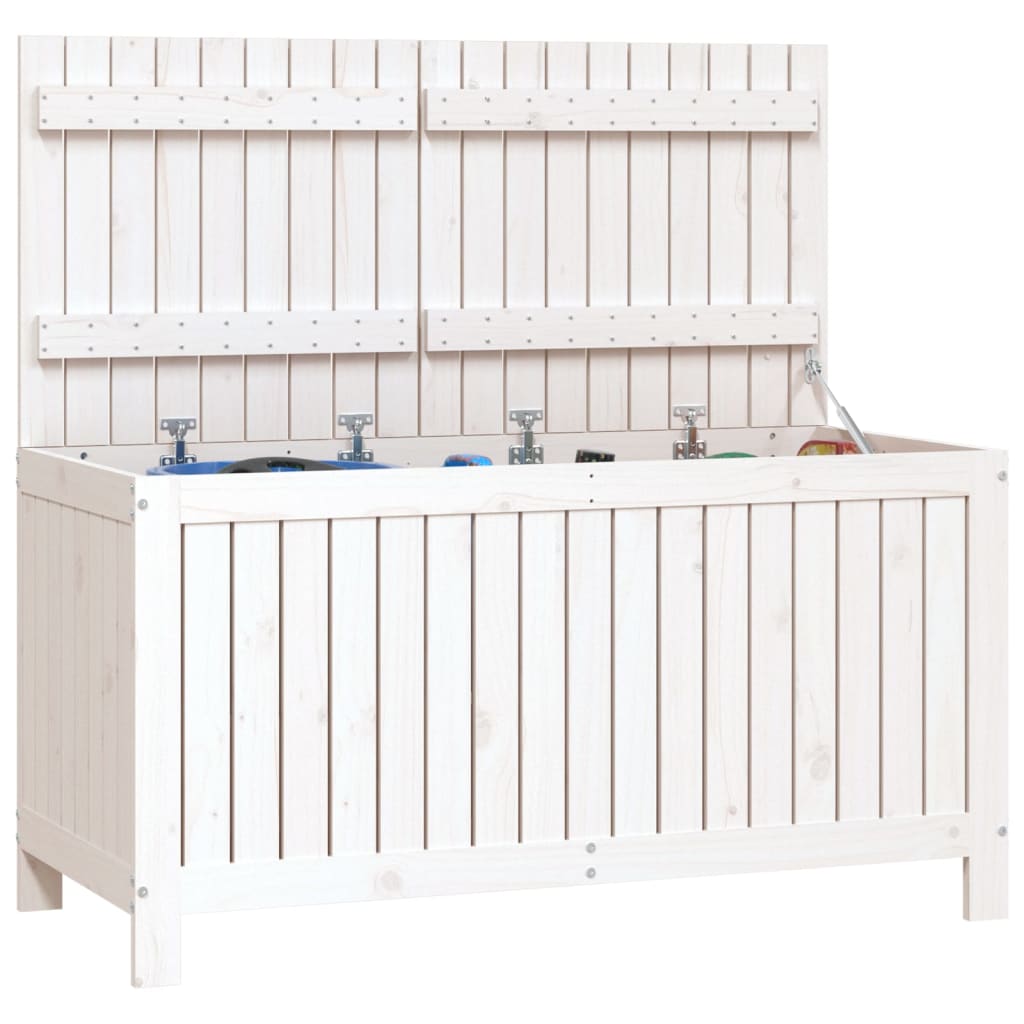 vidaXL Garden Storage Box White 121x55x64 cm Solid Wood Pine