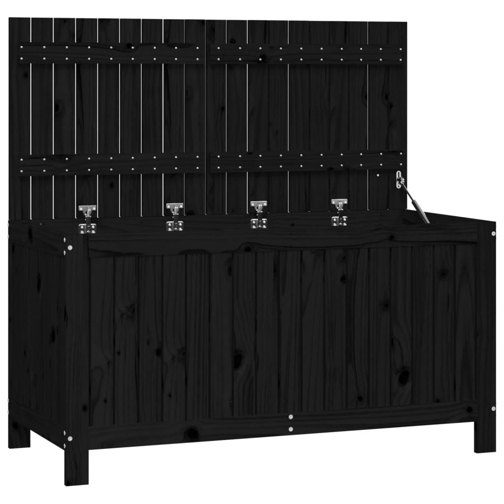 vidaXL Garden Storage Box Black 121x55x64 cm Solid Wood Pine