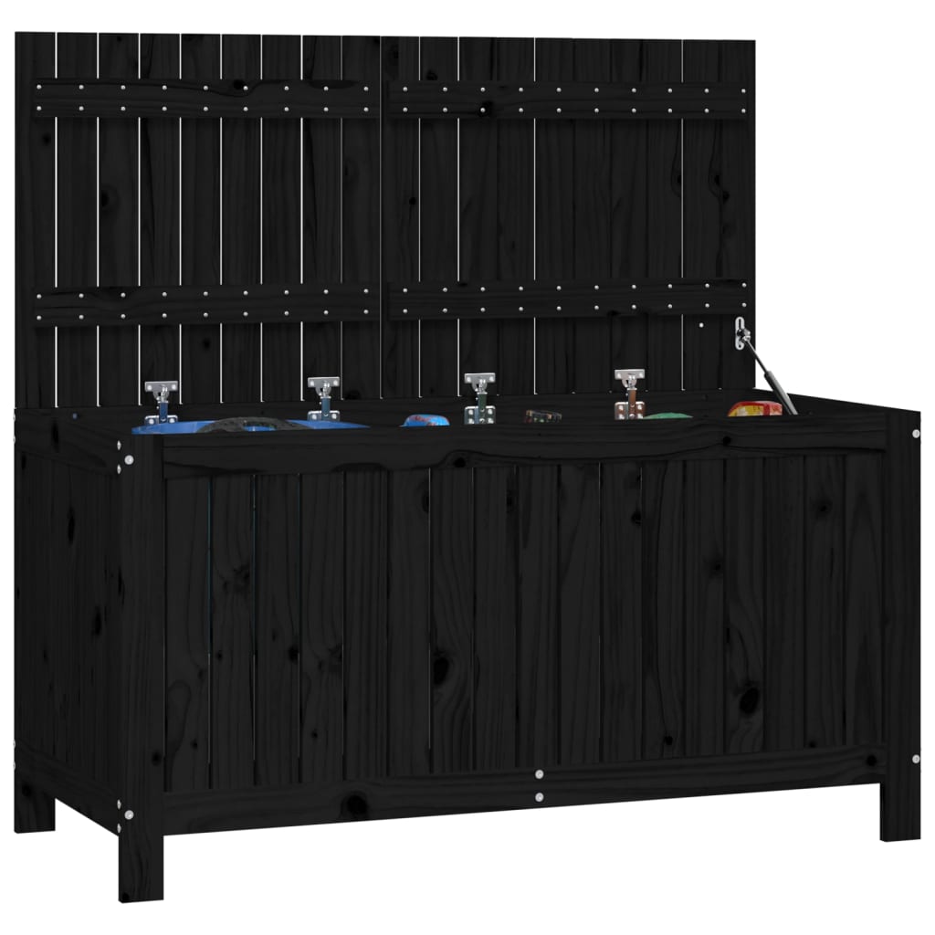 vidaXL Garden Storage Box Black 121x55x64 cm Solid Wood Pine