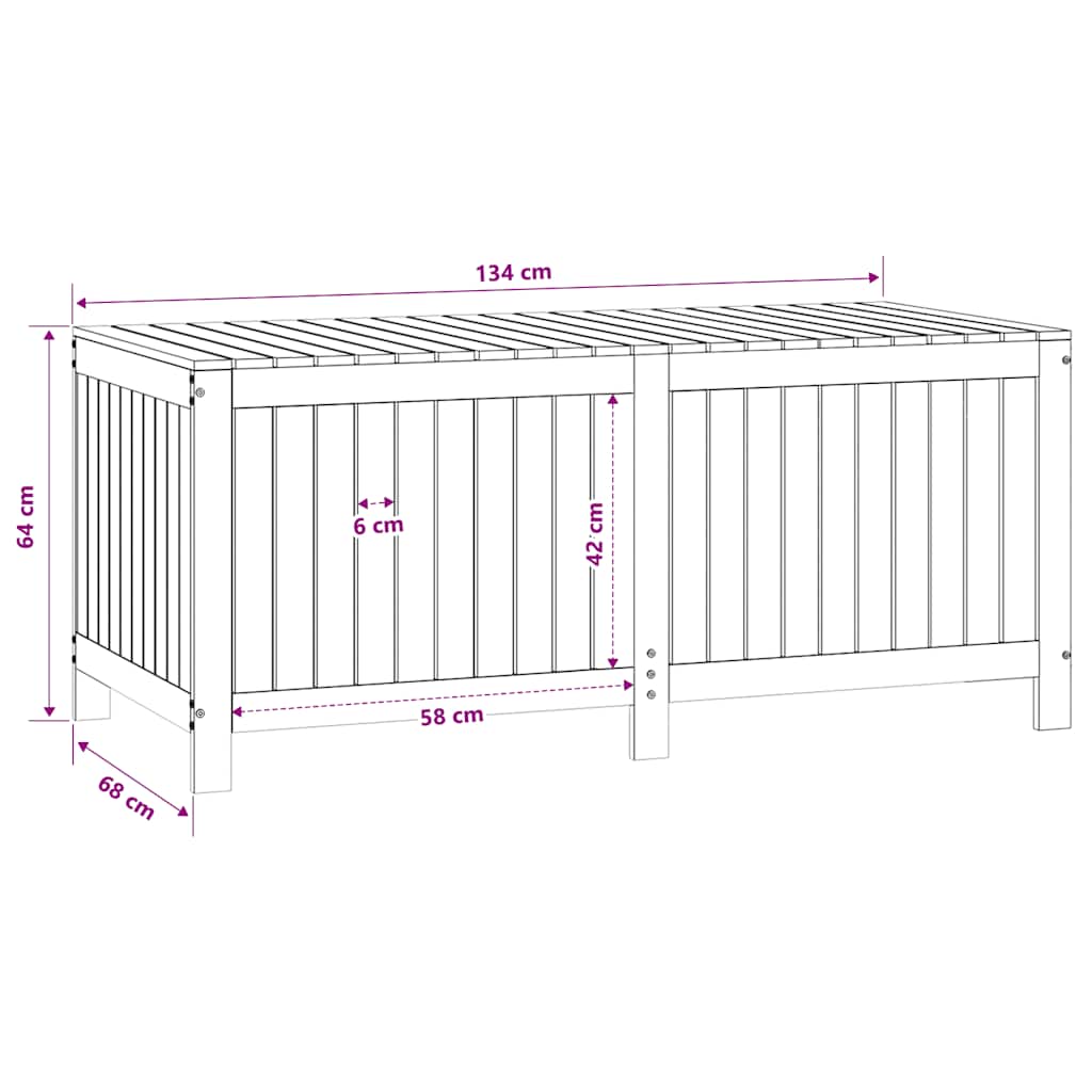 vidaXL Garden Storage Box | Natural Wood | Solid Pine Wood | Large - Brown - 147 x 68 x 64 cm
