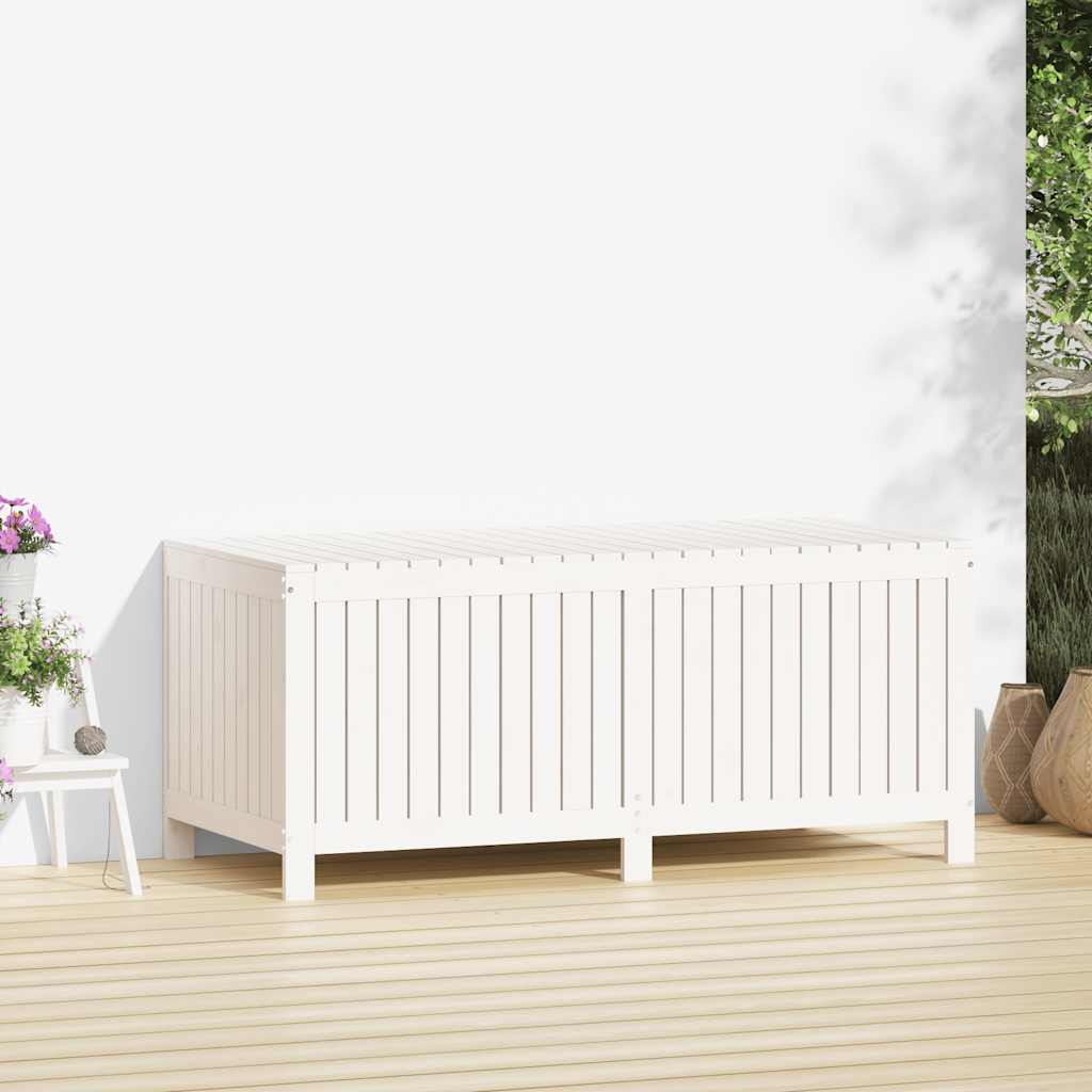 vidaXL Garden Storage Box | White | Solid Pine Wood | Medium - 147 x 68 x 64 cm
