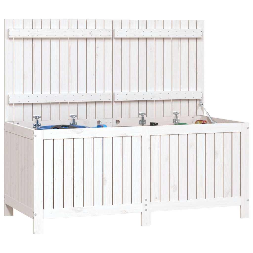 vidaXL Garden Storage Box | White | Solid Pine Wood | Medium - 147 x 68 x 64 cm