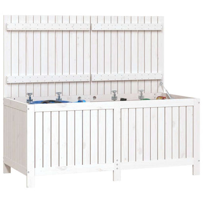 vidaXL Garden Storage Box | White | Solid Pine Wood | Medium - 147 x 68 x 64 cm