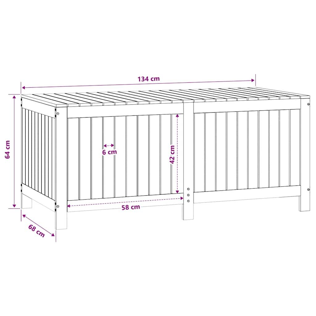 vidaXL Garden Storage Box | White | Solid Pine Wood | Medium - 147 x 68 x 64 cm