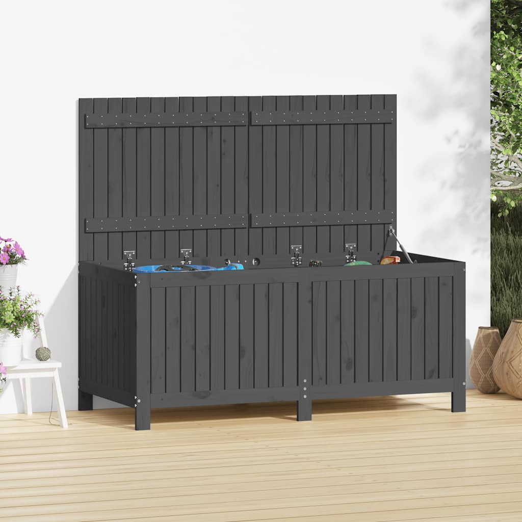 vidaXL Garden Storage Box | Grey | Solid Pine Wood | Large | Rustic | Durable - 147 x 68 x 64 cm