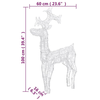 vidaXL Reindeer Christmas Decorations 2 pcs 60x16x100 cm Acrylic - Cold white