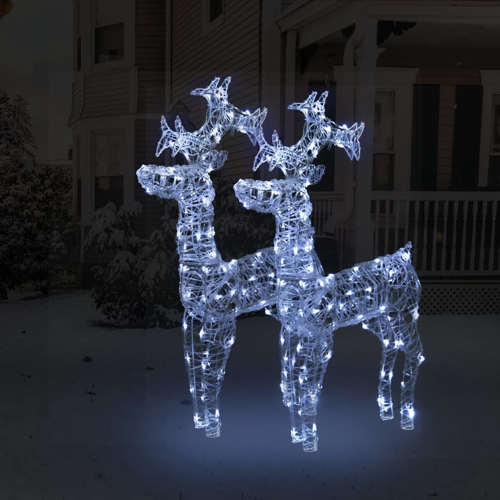 vidaXL Reindeer Christmas Decorations 2 pcs 60x16x100 cm Acrylic - Cold white