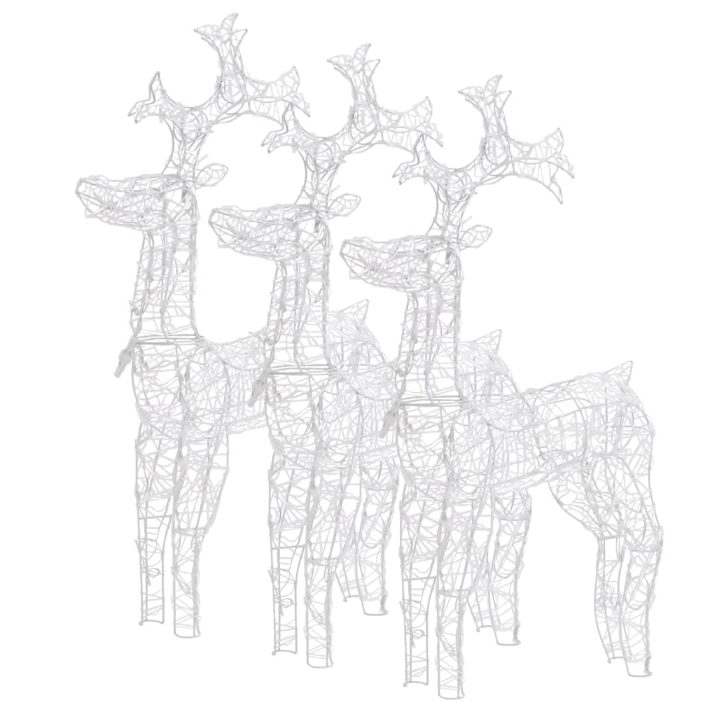 vidaXL Reindeer Christmas Decorations 3 pcs 60x16x100 cm Acrylic - Cold white