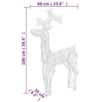 vidaXL Reindeer Christmas Decorations 3 pcs 60x16x100 cm Acrylic - Cold white