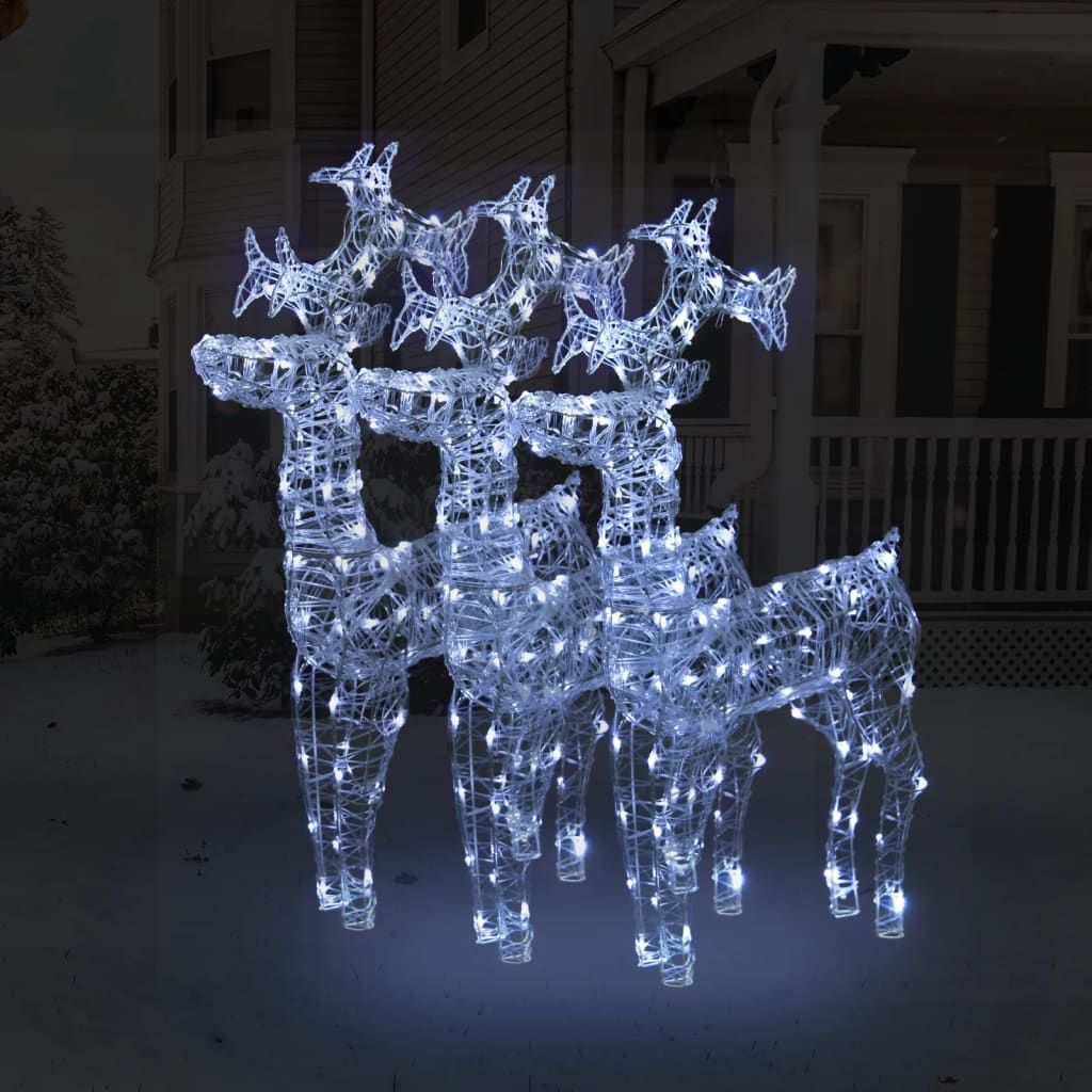 vidaXL Reindeer Christmas Decorations 3 pcs 60x16x100 cm Acrylic - Cold white