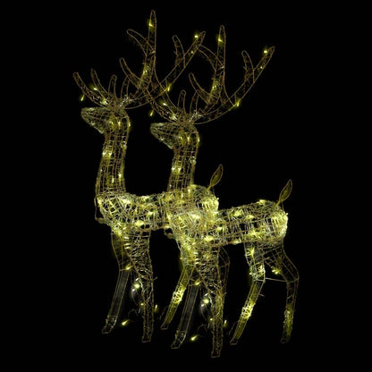 vidaXL Acrylic Reindeer Christmas Decorations 2 pcs 128 cm Warm White - 70 x 26 x 128 cm