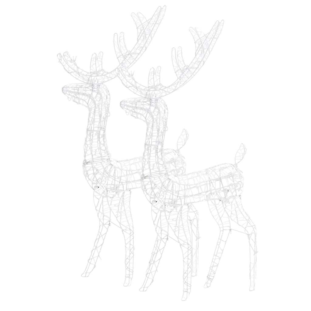vidaXL Acrylic Reindeer Christmas Decorations 2 pcs 128 cm Warm White - 70 x 26 x 128 cm