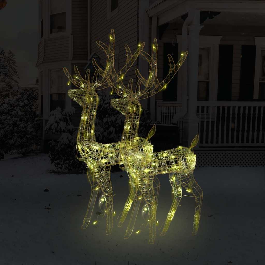 vidaXL Acrylic Reindeer Christmas Decorations 2 pcs 128 cm Warm White - 70 x 26 x 128 cm