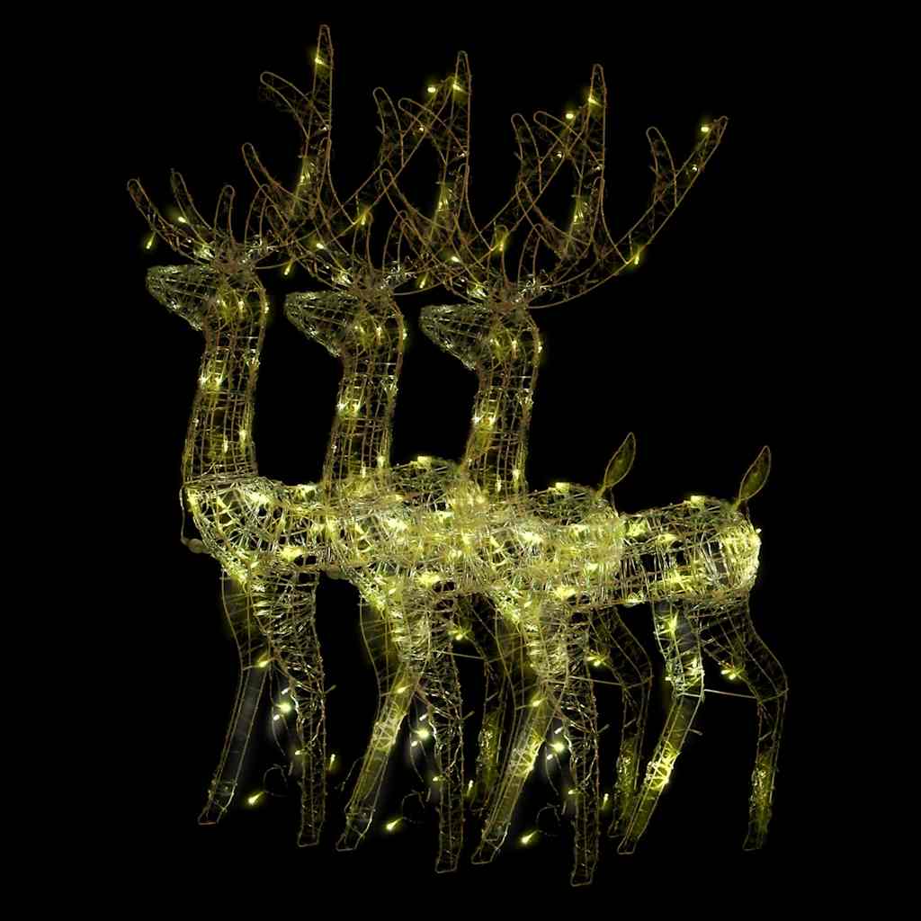 vidaXL Acrylic Reindeer Christmas Decorations 3 pcs 128 cm Warm White - 70 x 26 x 128 cm