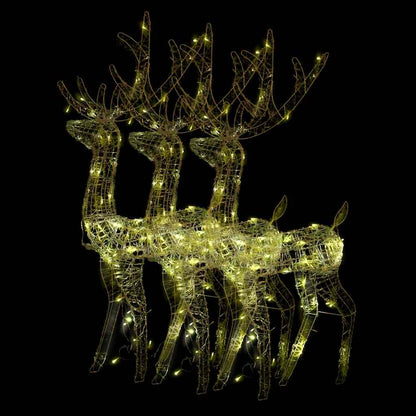 vidaXL Acrylic Reindeer Christmas Decorations 3 pcs 128 cm Warm White - 70 x 26 x 128 cm