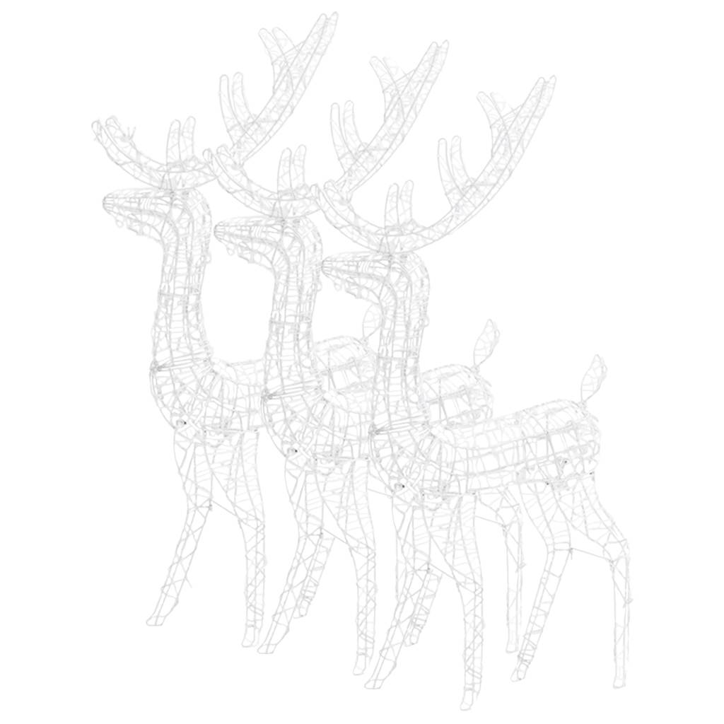vidaXL Acrylic Reindeer Christmas Decorations 3 pcs 128 cm Warm White - 70 x 26 x 128 cm