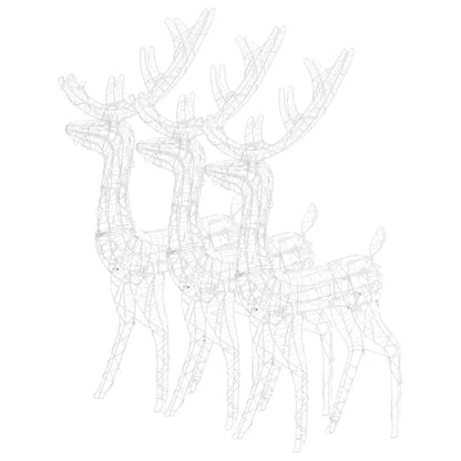 vidaXL Acrylic Reindeer Christmas Decorations 3 pcs 128 cm Warm White - 70 x 26 x 128 cm